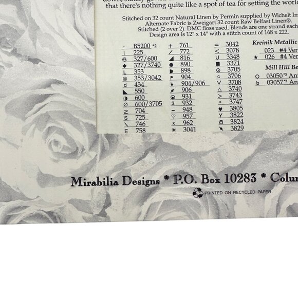 Mirabilia Designs THREE FOR TEA Cross Stitch Pattern  MD-37 By Nora Corbett - Picture 6 of 6